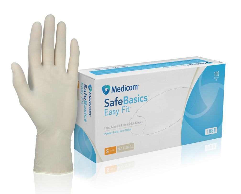 Medicom Safe Basics Easy Fit Latex Powder Free Gloves Natural - CTN of 10 box