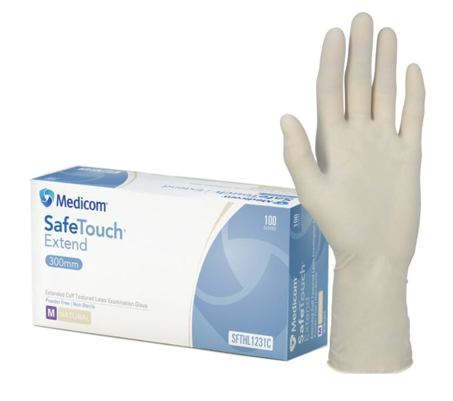 Medicom SafeTouch Latex Exam Gloves Powder Free long Cuff - Ctn of 10 boxes