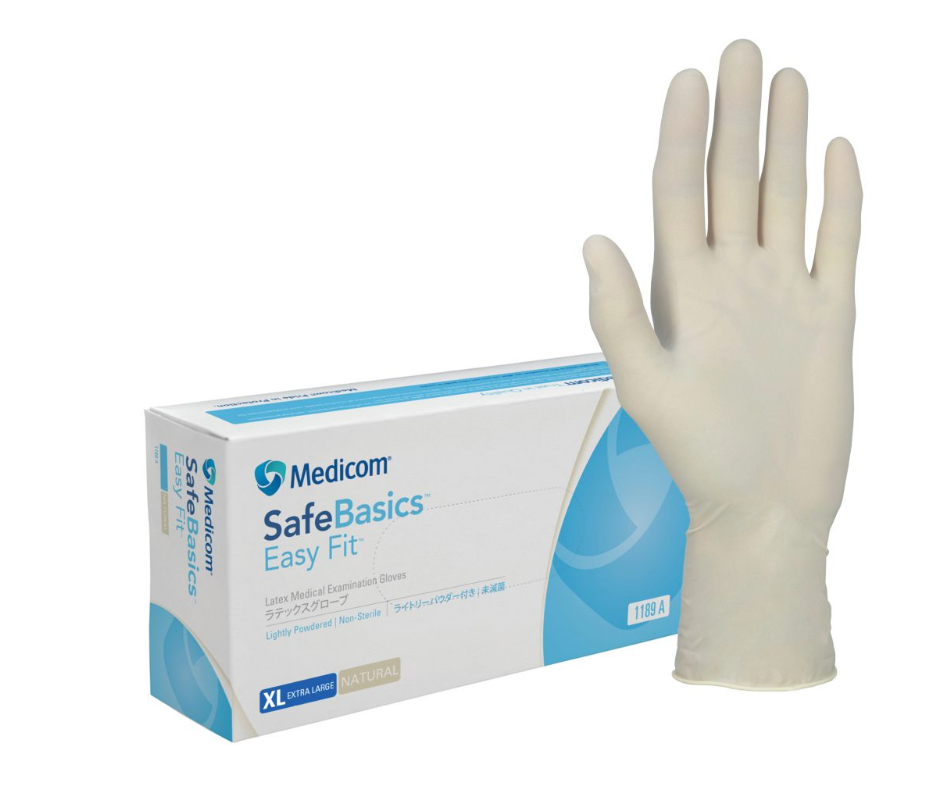 Medicom Safebasics latex powdered gloves