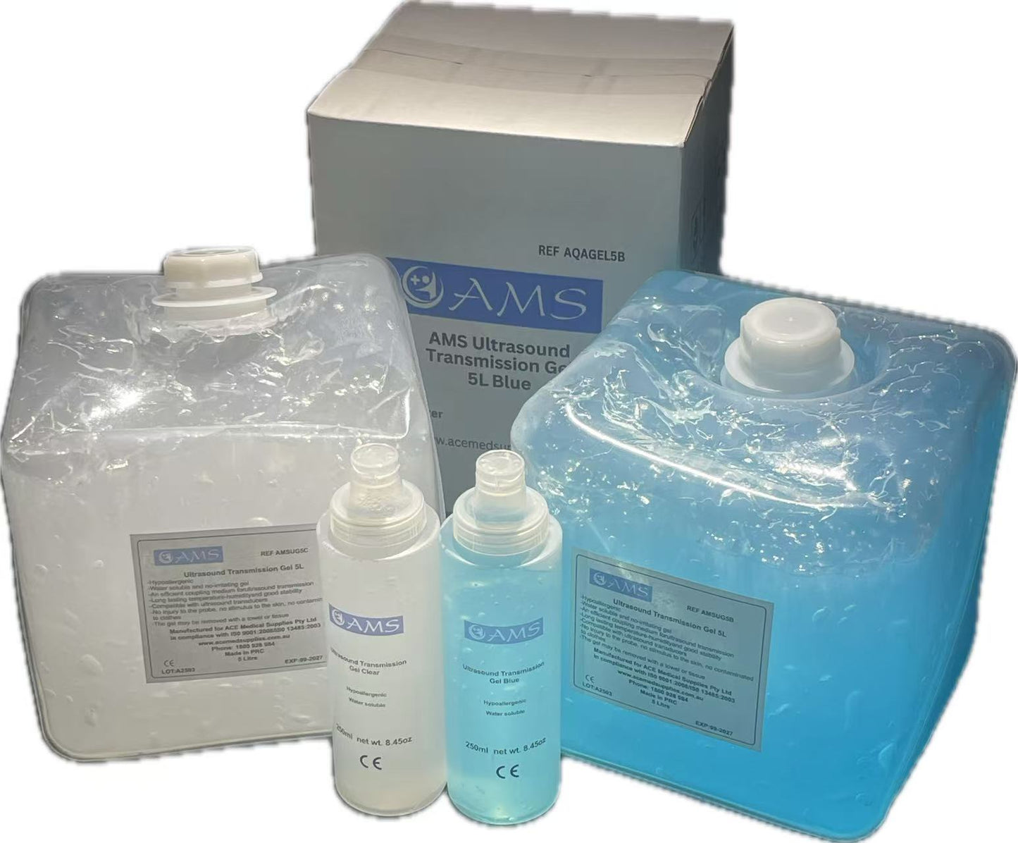 AMS Ultrasound Transmission Gel 250ml Blue (12) - ctn