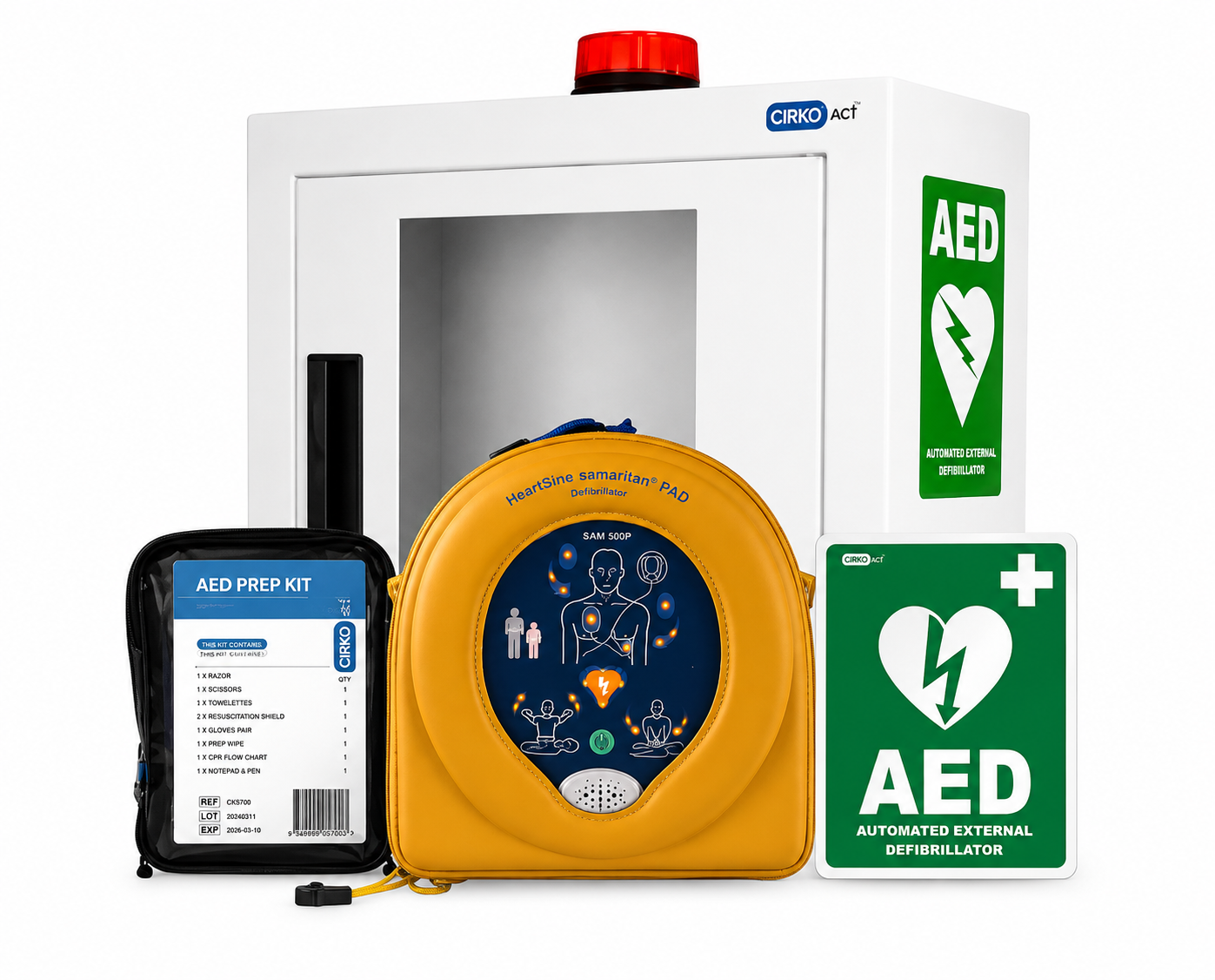 Defibrillator with Cabinet + Pads