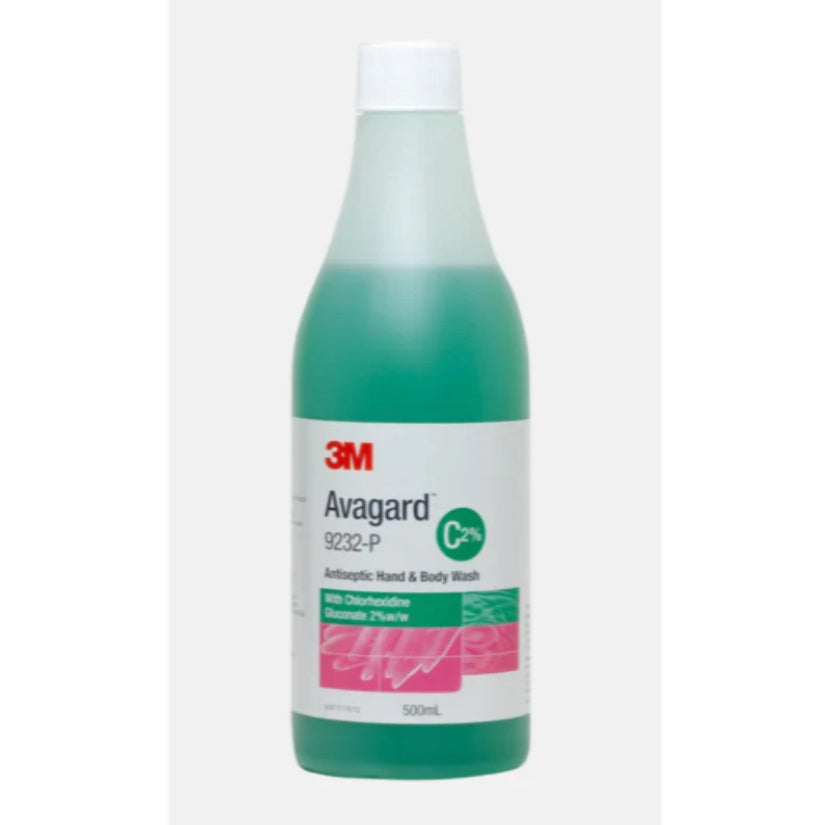 3M AVAGARD 2% CHLORHEXIDINE GLUCONATE (GREEN) ANTISEPTIC HAND & BODY WASH 500ML- each