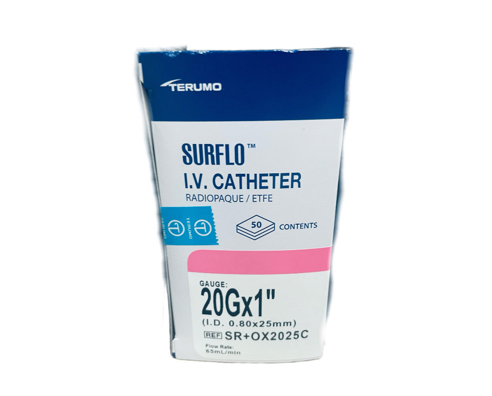 CATHETER IV SURFLO PINK 20GX1" 50