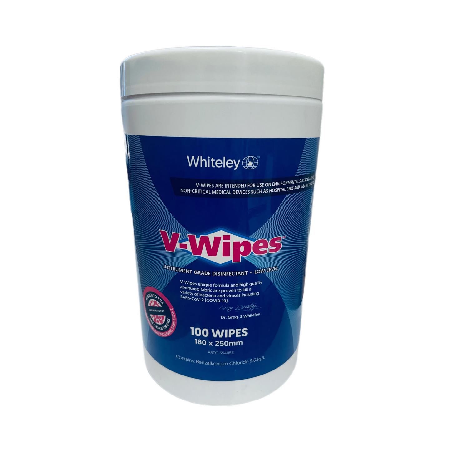 Whiteley V-Wipes Hospital Grade Disinfectant - 100 wipes