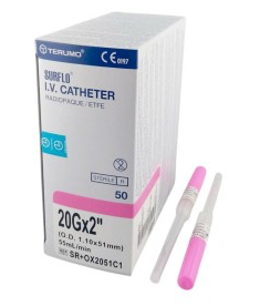 CATHETER IV SURFLO PINK 20GX2" 50
