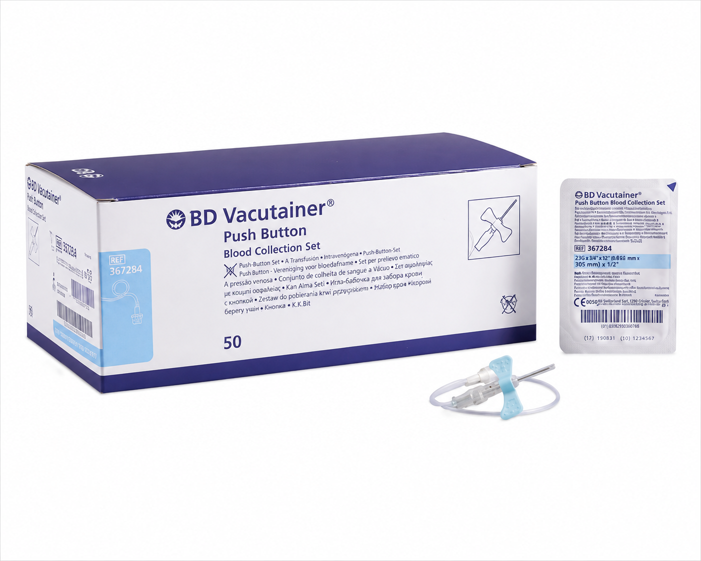Vacutainer Blue Safety-Lok Blood Collection Set with Luer adaptor 23G X 3/4" X 12"