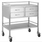 AMS Stainless Trolley Four Drawer with Brakes Two by Two