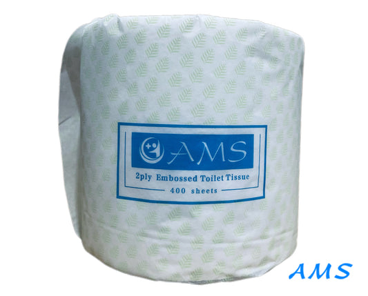 AMS Single Wrapped Embossed Toilet Paper Ctn (48 Rolls)
