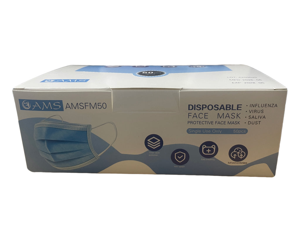Eames Masks AMS Economy Disposable 3 ply Face Mask (50 PCs) – ACE MEDICAL SUPPLIES