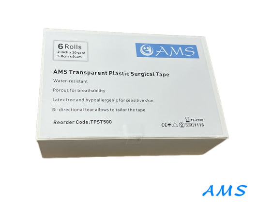 AMS Transparent Plastic Surgical Tape 6 Rolls