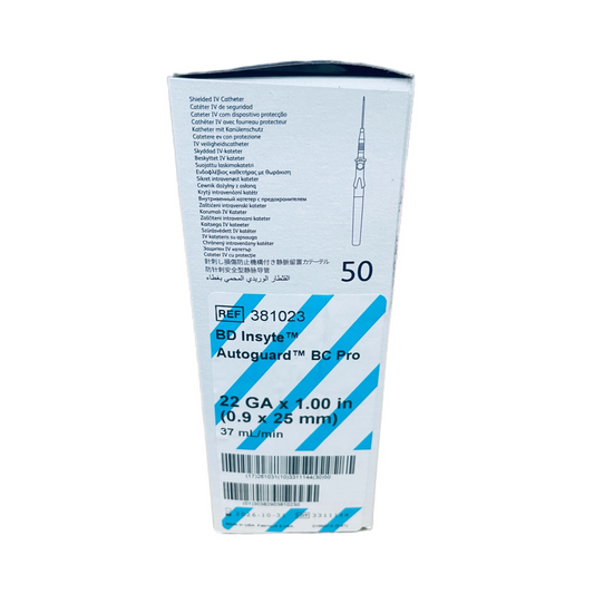 BD Insyte Autoguard Cannula BC Pro  22G x 1.00 inch (box of 50)