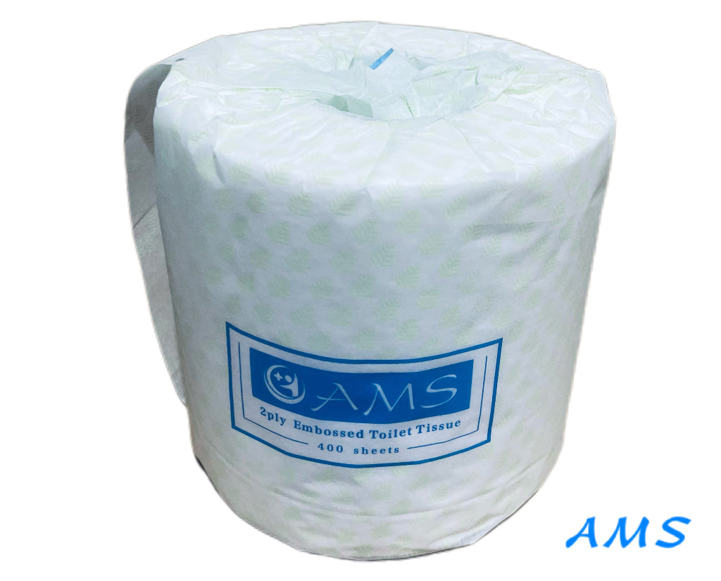AMS Single Wrapped Embossed Toilet Paper Ctn (48 Rolls)