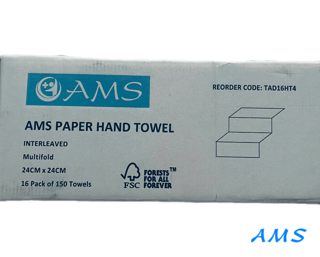 AMS TAD Paper Hand Towel interleaved 4-fold (16 pack)