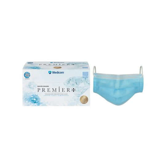 Medicom Safe Mask PremierPlus Procedure Earloop Face Mask Blue - CTN
