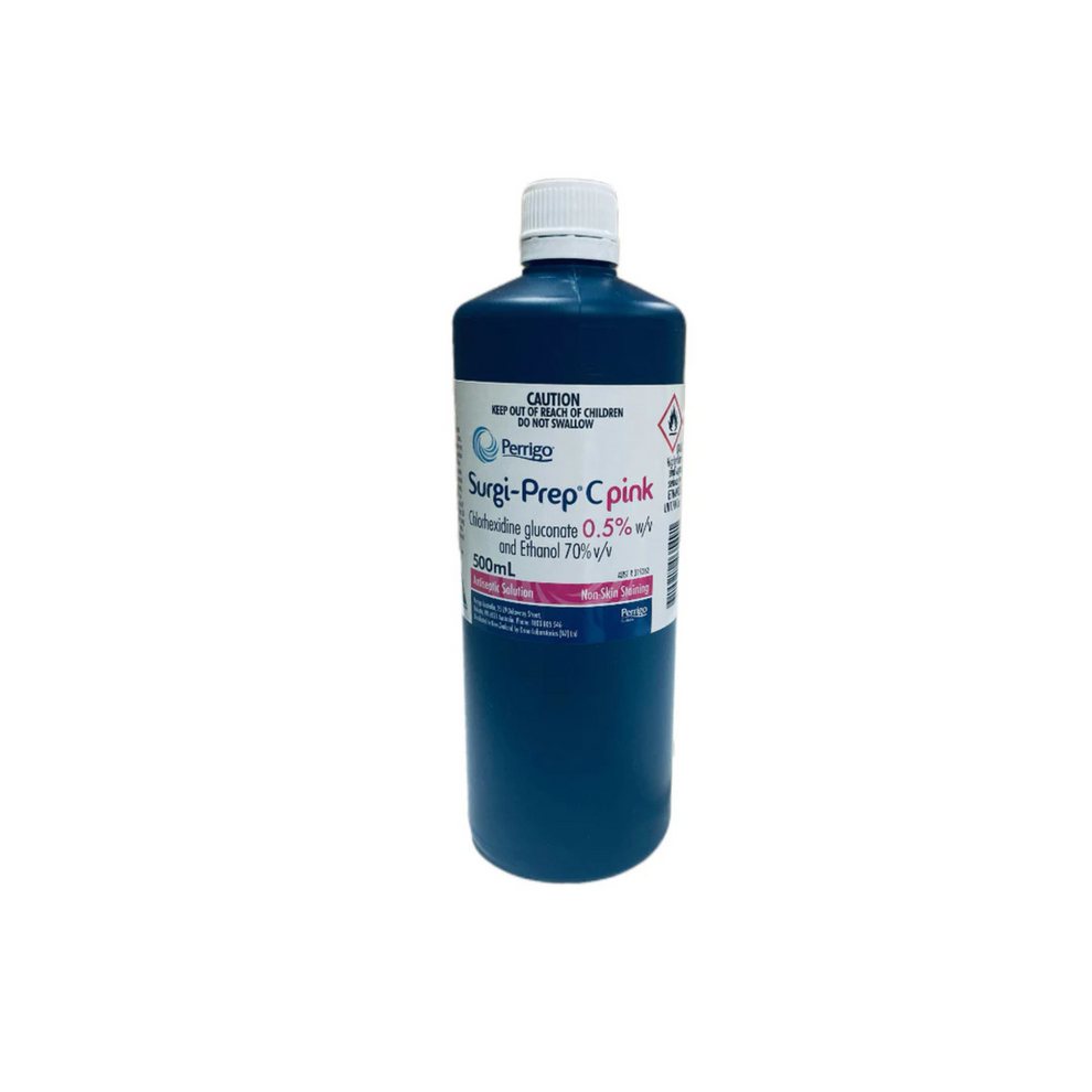 PERRIGO Chlorhexidine 0.5%+70% 500ml Pink surgi-prep – ACE MEDICAL SUPPLIES
