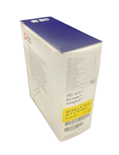 BD Insyte Autoguard Cannula BC Pro 24 G x 0.76 in Yellow (box of 50)