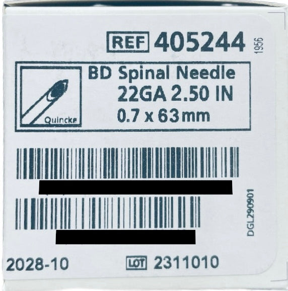 BD Spinal Needle 22G x 63mm (25) - Box