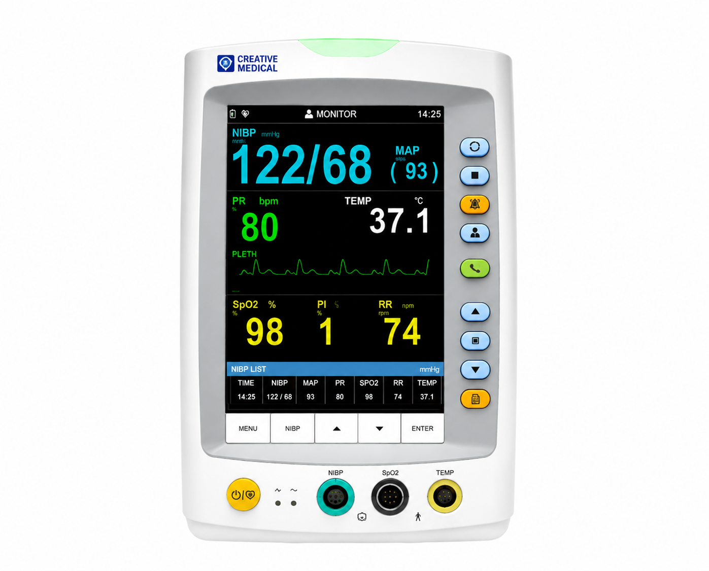 creative medical pc-900 pro vital signs monitor sp02, nibp, pulse rate